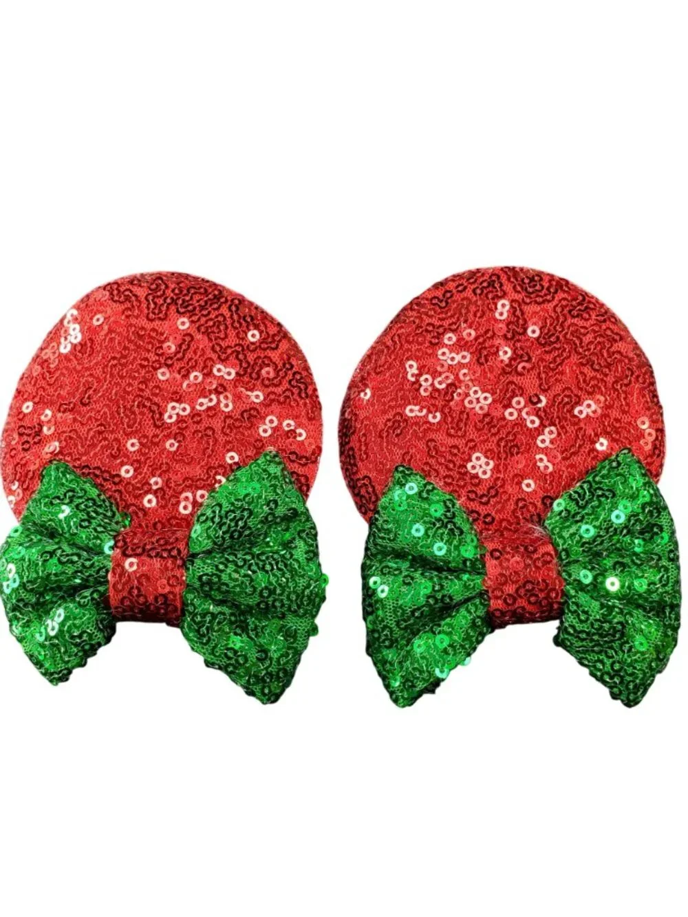 Minnie Mouse Ears Barretts Christmas Sequins Red Hair Bow Clips Hair Accessories